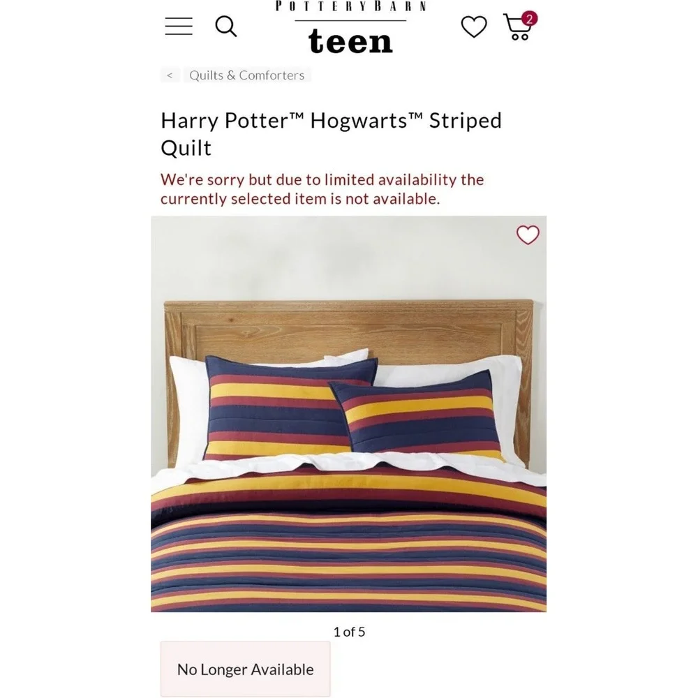 NEW Pottery Barn‎ Teen Harry Potter Hogwarts Striped Twin Quilt Bedding